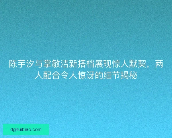 陈芋汐与掌敏洁新搭档展现惊人默契，两人配合令人惊讶的细节揭秘